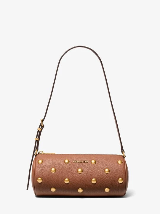 Zdjęcie produktu Mała torebka typu barrel Izzy ze skóry groszkowej z ćwiekami Michael Kors BRĄZOWY (Brązowy)