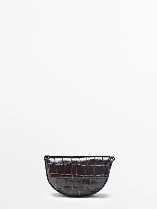 Zdjęcie produktu Mała Torebka Ze Skóry Z Efektem Krokodylej Skóry - Brązowy - Massimo Dutti - Female