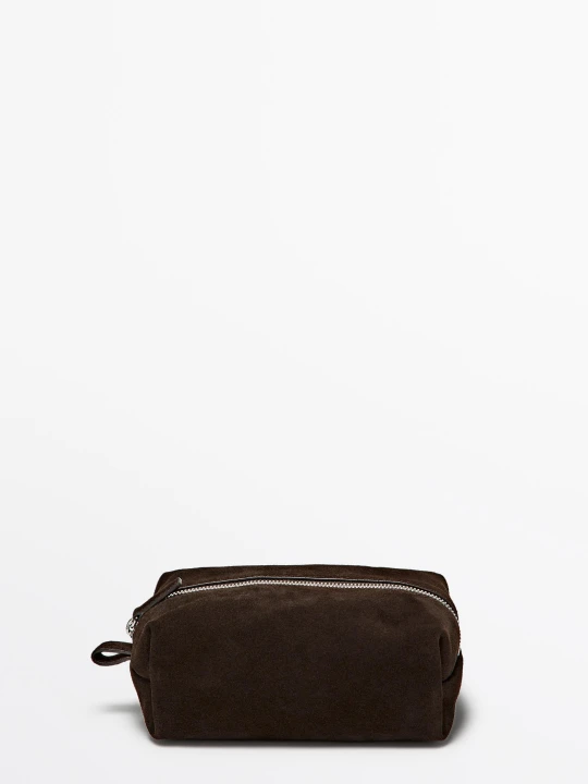 Zdjęcie produktu Mini Kosmetyczka Z Zamszu - Czekoladowy - Massimo Dutti - Male