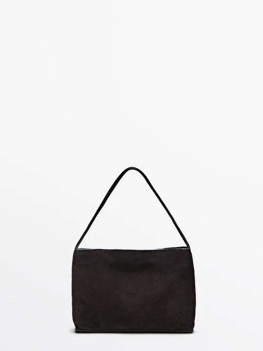 Zdjęcie produktu Mała Zamszowa Torebka Na Ramię - Czekoladowy - Massimo Dutti - Female