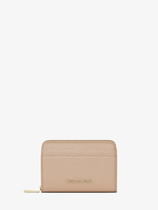 Zdjęcie produktu Małe etui na karty Jet Set ze skóry groszkowej z zamkiem dookoła Michael Kors