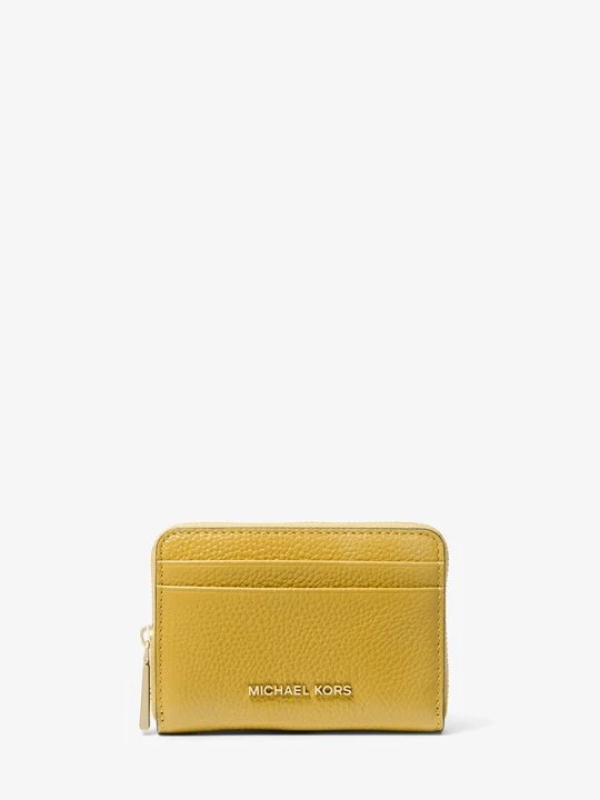 Zdjęcie produktu Małe etui na karty Jet Set ze skóry groszkowej z zamkiem dookoła Michael Kors CHARTREUSE (Zielony)