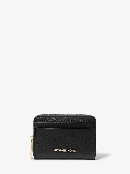 Zdjęcie produktu Małe etui na karty Jet Set ze skóry groszkowej z zamkiem dookoła Michael Kors CZARNY (Czarny)