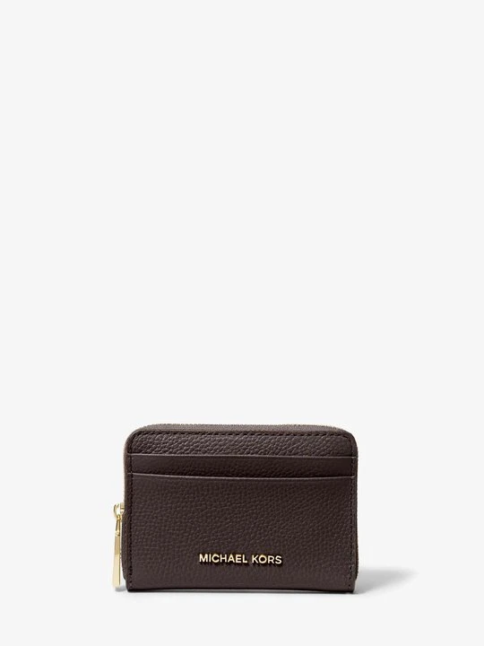 Zdjęcie produktu Małe etui na karty Jet Set ze skóry groszkowej z zamkiem dookoła Michael Kors CZEKOLADOWY (Brązowy)