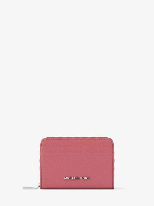 Zdjęcie produktu Małe etui na karty Jet Set ze skóry groszkowej z zamkiem dookoła Michael Kors PALISANDER (Czerwony)