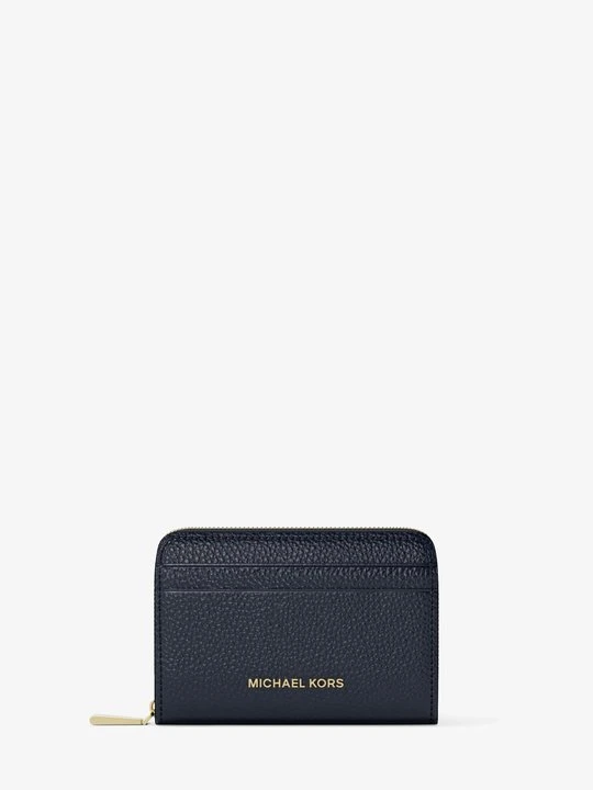 Zdjęcie produktu Małe etui na karty Jet Set ze skóry groszkowej z zamkiem dookoła Michael Kors PÓŁNOC (Niebieski)