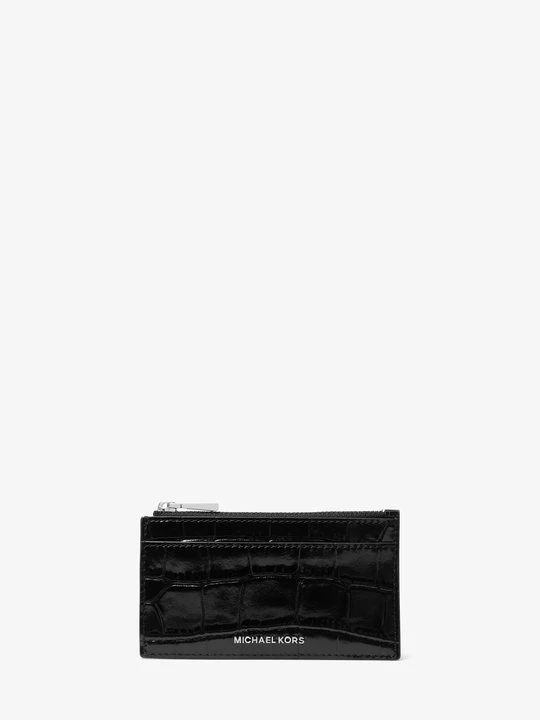 Zdjęcie produktu Małe etui na karty Jet Set ze skóry z fakturą łuski krokodyla Michael Kors CZARNY (Czarny)