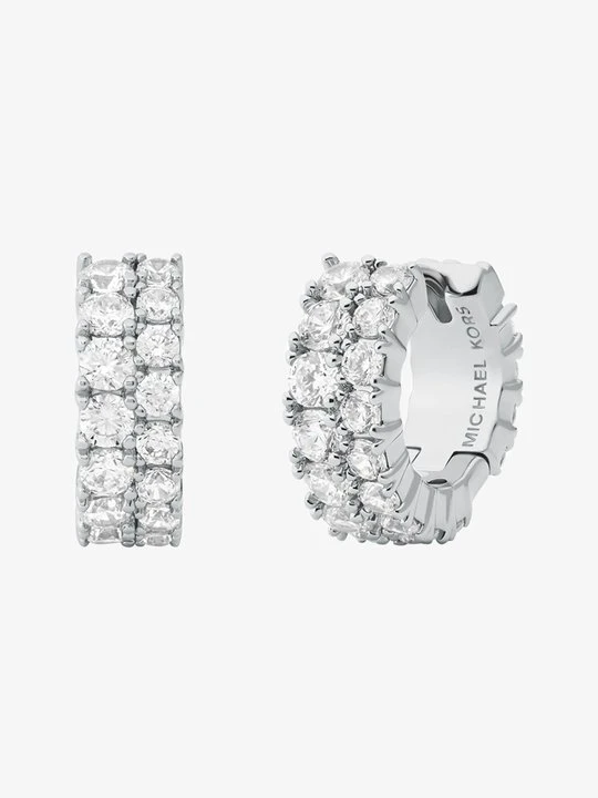 Zdjęcie produktu Małe podwójne kolczyki kółka z kryształkami pavé Michael Kors SREBRNY (Srebrny)