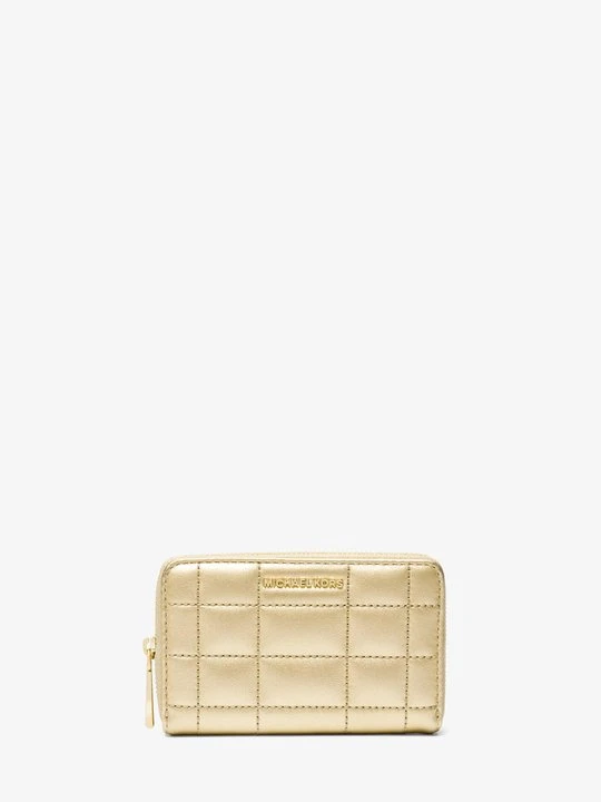 Zdjęcie produktu Mały pikowany portfel ze skóry metalicznej Michael Kors BLADOZŁOTY (Złoty)