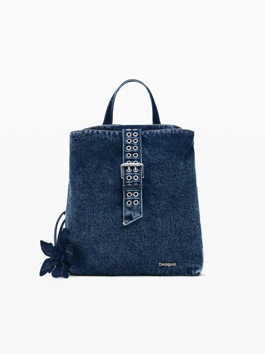 Zdjęcie produktu Mały plecak z denimu w kwiaty Desigual niebieski