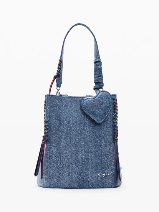 Zdjęcie produktu Mały denim plecak w kształcie serca Desigual niebieski