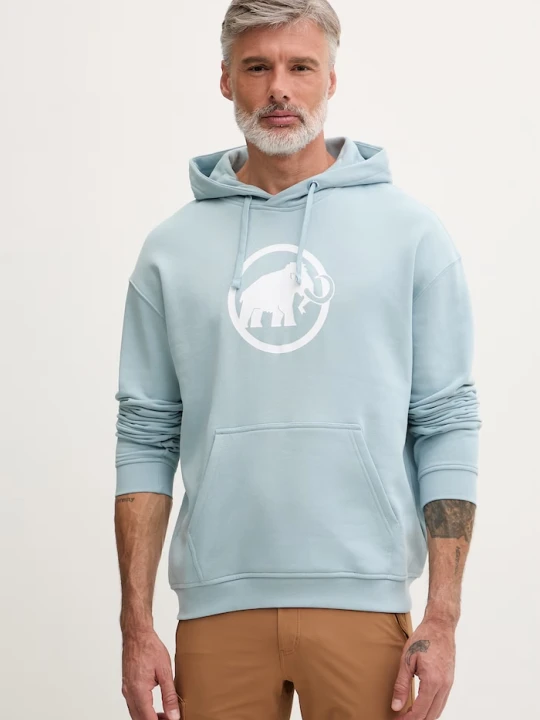 Zdjęcie produktu Mammut bluza z kapturem męska bawełniana turkusowy