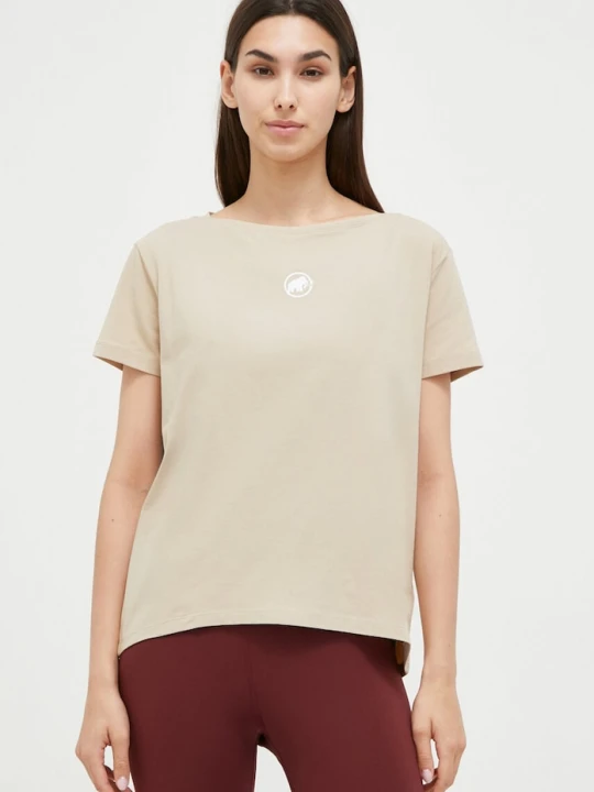 Zdjęcie produktu Mammut T-shirt damski bawełniany z elastanem beżowy