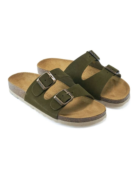Zdjęcie produktu Mandel Skórzane klapki w kolorze khaki rozmiar: 39