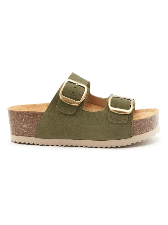Zdjęcie produktu Mandel Skórzane klapki w kolorze khaki rozmiar: 37