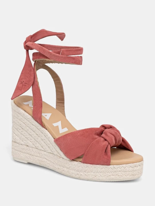 Zdjęcie produktu Manebi sandały na koturnie zamszowe Wedge Espadrilles With Knot pomarańczowy