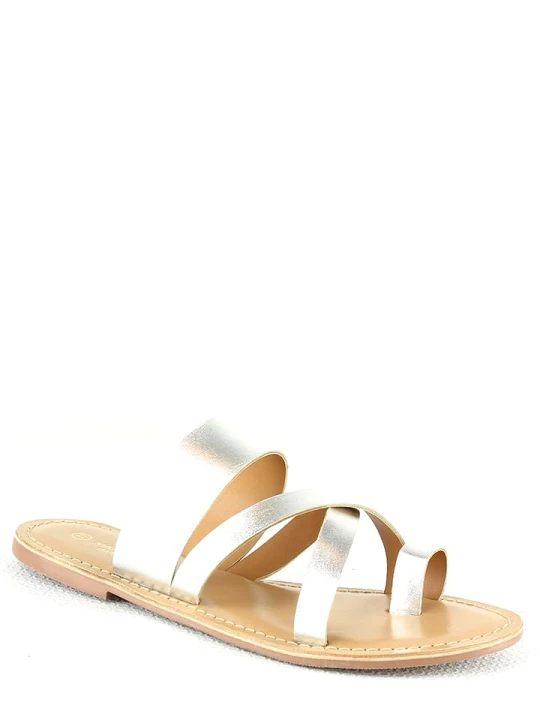 Zdjęcie produktu Manoukian shoes Skórzane japonki w kolorze srebrnym rozmiar: 37