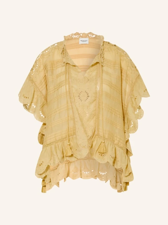 Zdjęcie produktu Marant Étoile Bluzka Payton Z Koronką Ażurową beige CIEMNOŻÓŁTY