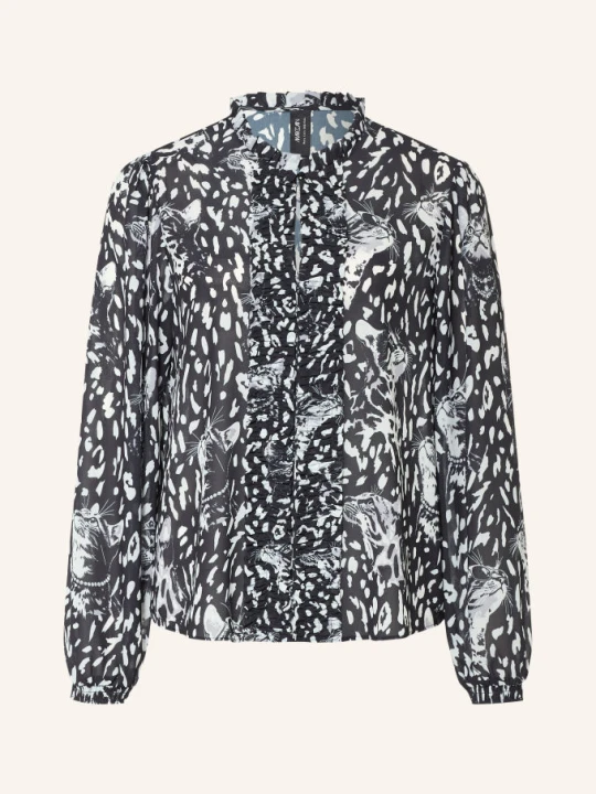 Zdjęcie produktu Marc Cain Bluzka Koszulowa Z Falbanami schwarz 900 black new