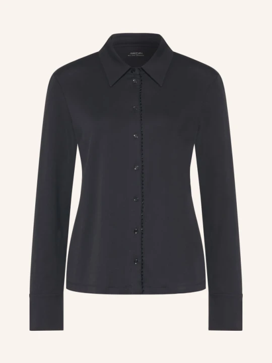 Zdjęcie produktu Marc Cain Bluzka Koszulowa Z Kamieniami Ozdobnymi schwarz 900 black new