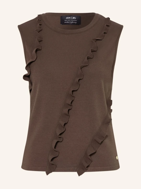 Zdjęcie produktu Marc Cain Bluzka Z Dzianiny Z Falbanami braun 697 seal brown