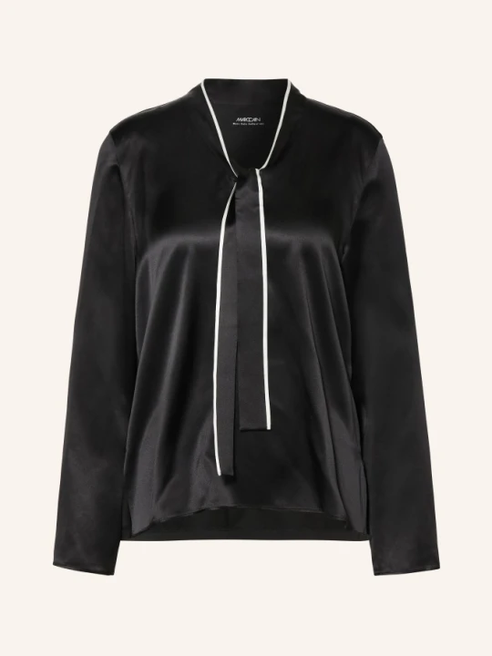 Zdjęcie produktu Marc Cain Bluzka Z Kokardą Z Jedwabiu schwarz 900 black new