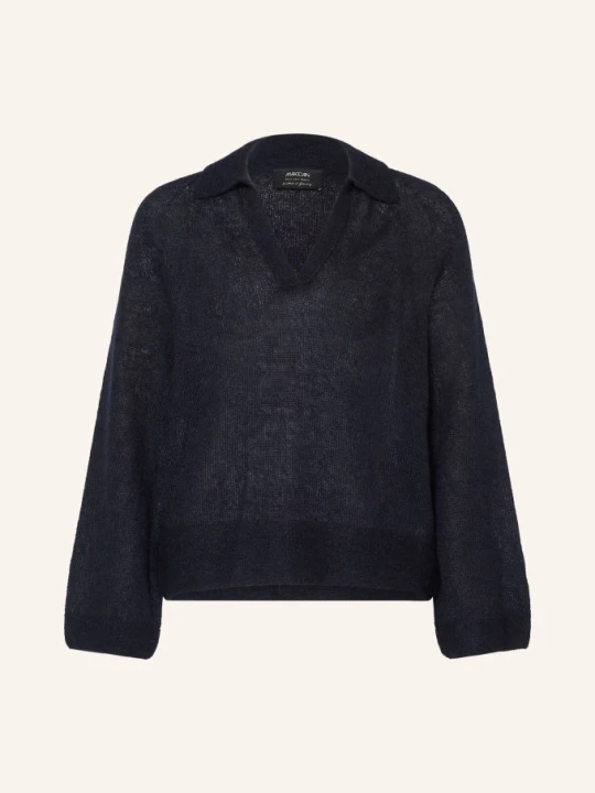 Zdjęcie produktu Marc Cain Dzianinowa Koszulka Polo Z Alpaki I Moheru blau 394 navy