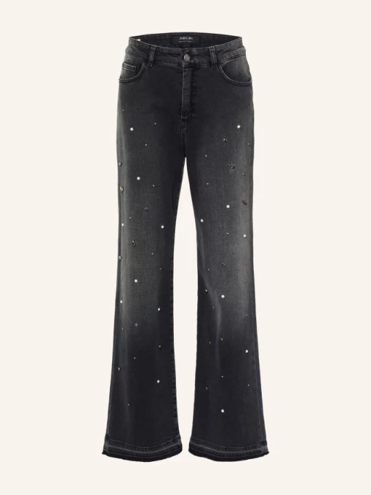 Zdjęcie produktu Marc Cain Jeansy Wide Leg Wigan Z Kamyczkami I Perełkami beige 900 black new