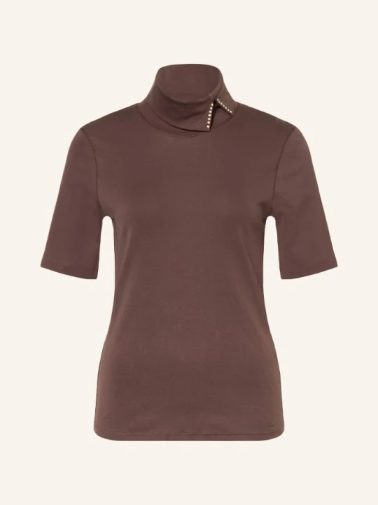 Zdjęcie produktu Marc Cain Koszulka Z Golfem I Ozdobnymi Koralikami braun 697 seal brown