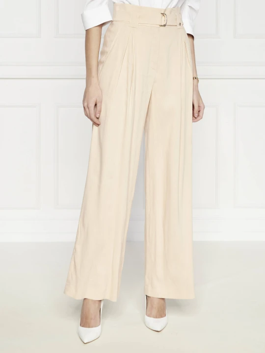 Zdjęcie produktu Marc Cain Lniane spodnie | flare fit beżowy