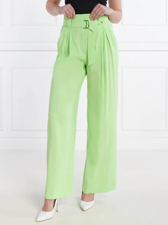 Zdjęcie produktu Marc Cain Lniane spodnie | flare fit limonkowy