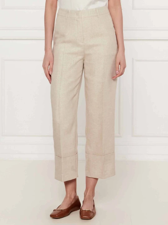 Zdjęcie produktu Marc Cain Lniane spodnie WUKARI | flare fit beżowy