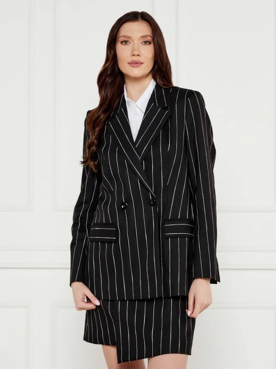 Zdjęcie produktu Marc Cain Marynarka | Fitted fit | z dodatkiem lnu czarny