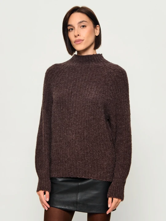 Zdjęcie produktu Marc Cain Półgolf | Relaxed fit | z dodatkiem wełny brązowy