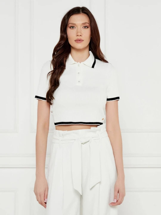 Zdjęcie produktu Marc Cain Polo | Cropped Fit ecru
