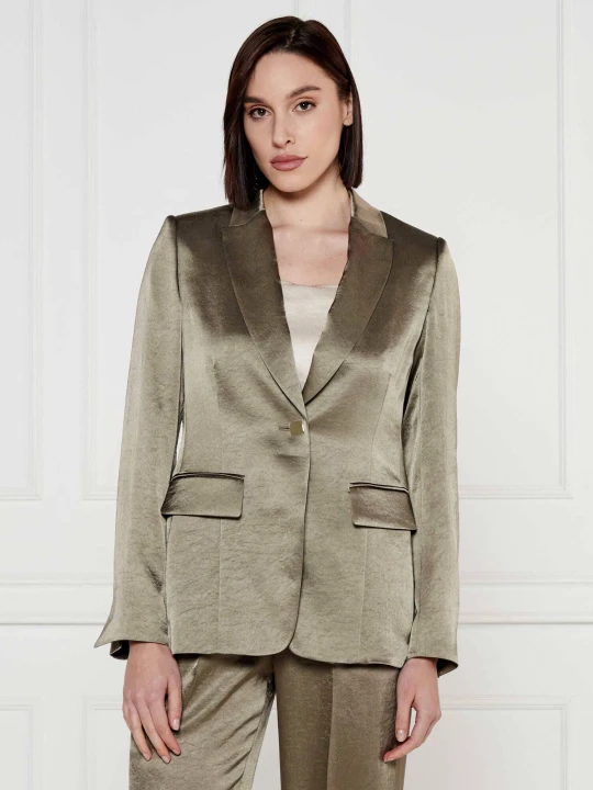 Zdjęcie produktu Marc Cain Satynowa marynarka | Slim Fit oliwkowy