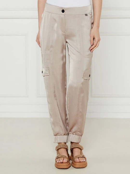 Zdjęcie produktu Marc Cain Satynowe spodnie cargo Ridder | Relaxed fit nude