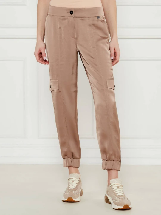 Zdjęcie produktu Marc Cain Satynowe spodnie cargo Ridder | Relaxed fit beżowy