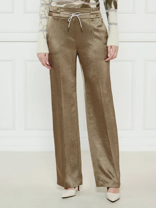 Zdjęcie produktu Marc Cain Satynowe spodnie WASHINGTON | Loose fit | regular waist khaki