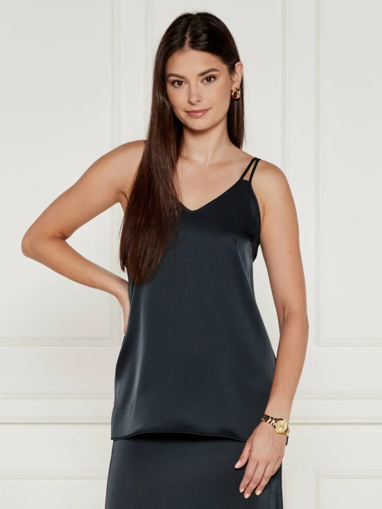 Zdjęcie produktu Marc Cain Satynowy top | Loose fit butelkowa zieleń