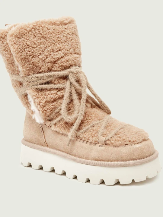 Zdjęcie produktu Marc Cain Śniegowce | shearling | z dodatkiem skóry beżowy