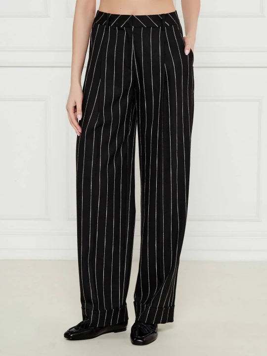 Zdjęcie produktu Marc Cain Spodnie | flare fit | z dodatkiem lnu czarny