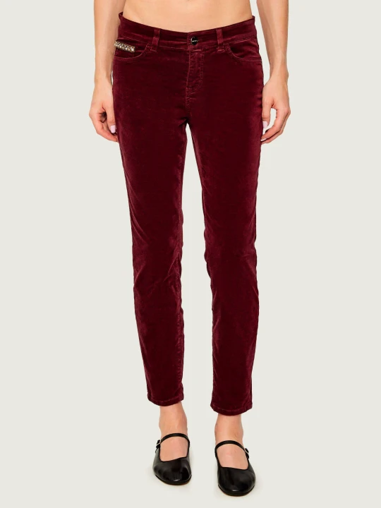 Zdjęcie produktu Marc Cain Spodnie SILVI | Slim Fit | low waist bordowy