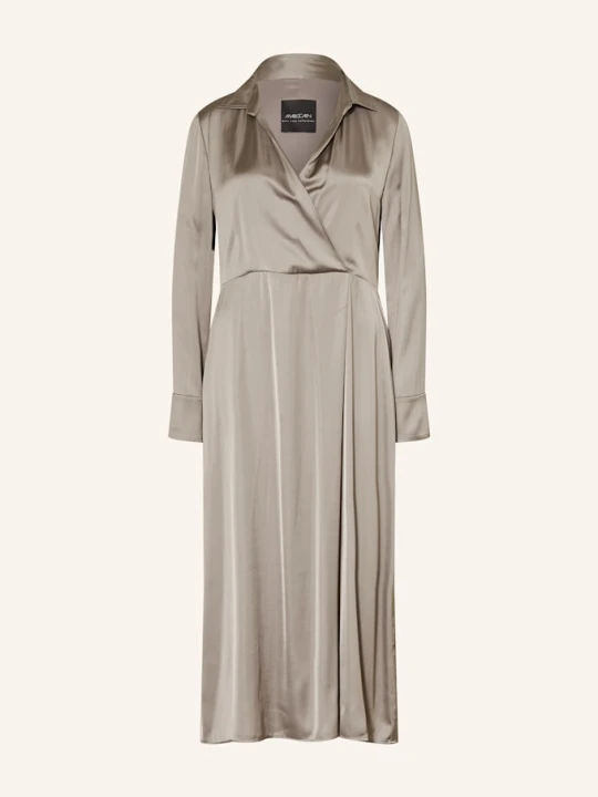 Zdjęcie produktu Marc Cain Sukienka Satynowa W Stylu Kopertowym grau 836 soft charcoal