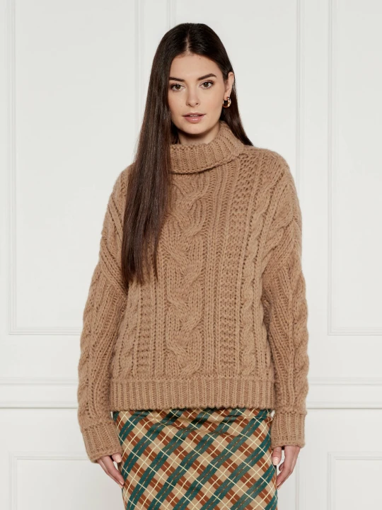 Zdjęcie produktu Marc Cain Sweter | Oversize fit | z dodatkiem wełny beżowy