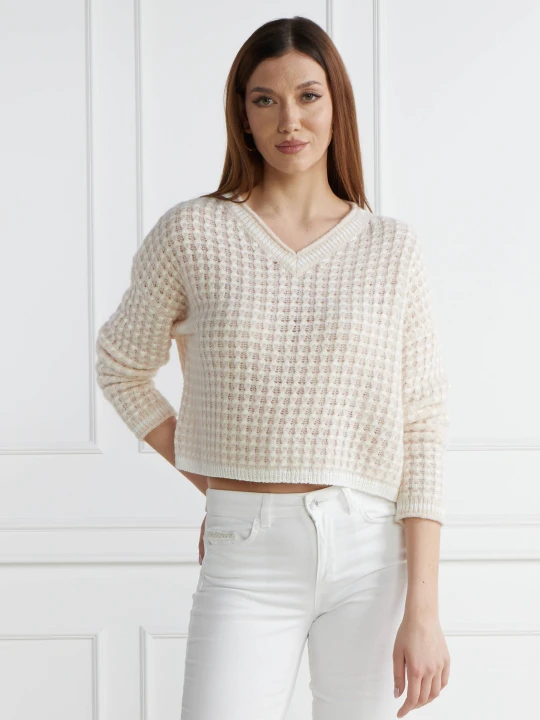 Zdjęcie produktu Marc Cain Sweter | Regular Fit | z dodatkiem wełny beżowy