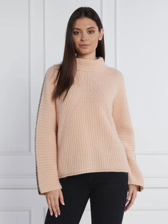 Zdjęcie produktu Marc Cain Sweter | Relaxed fit | z dodatkiem wełny pudrowy róż
