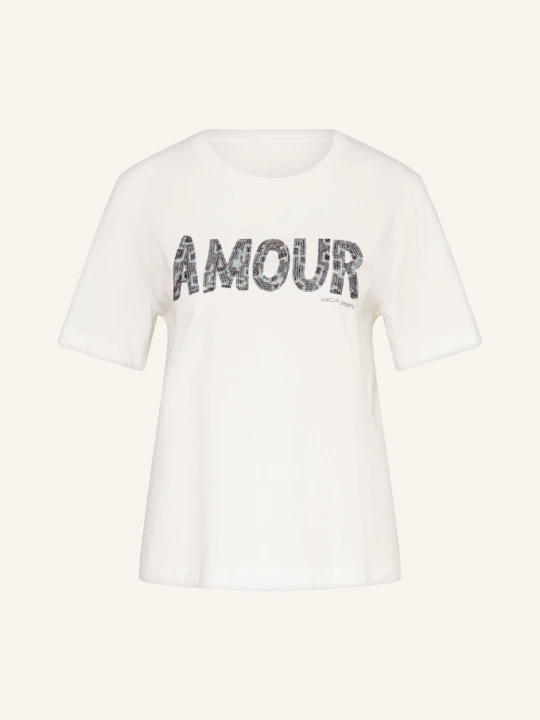 Zdjęcie produktu Marc Cain T-Shirt Z Obszyciem Ozdobnymi Kamykami weiss BIAŁY