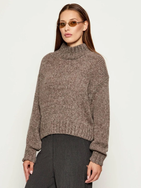 Zdjęcie produktu Marc Cain Wełniany półgolf | Relaxed fit brązowy