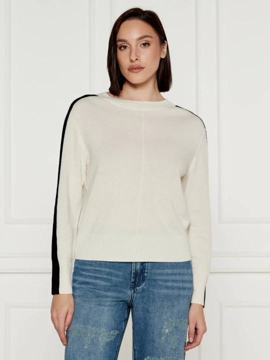 Zdjęcie produktu Marc Cain Wełniany sweter | Loose fit | z dodatkiem kaszmiru ecru